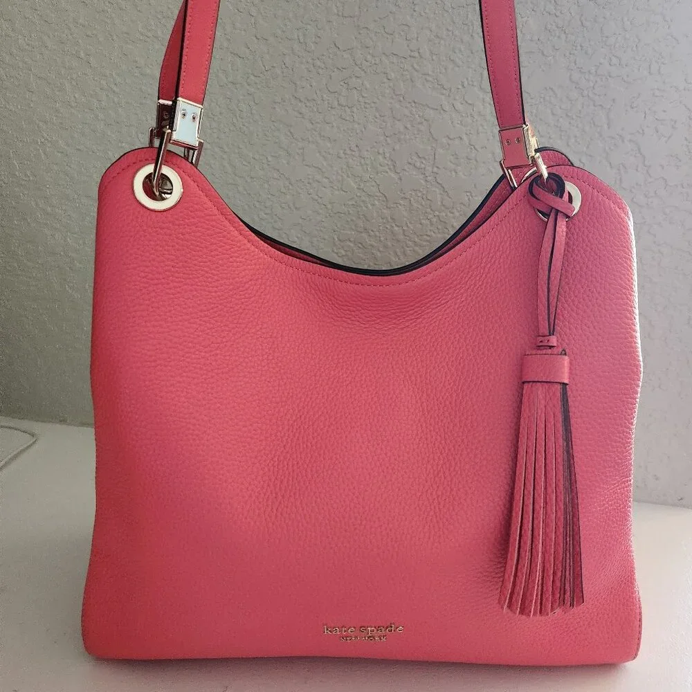 New Kate Spade NY Coral Leather Shoulder Bag Purse